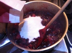 adding jam sugar