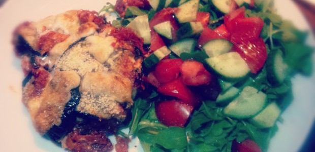 #htmlcaption_1182 Aubergine and goats cheese bake